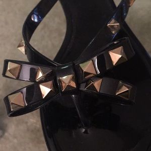 Black embellished flats
